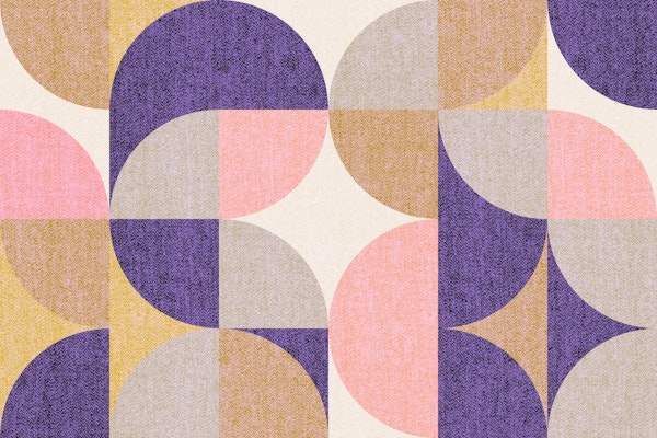 Retro Geometric Pattern Plum Beige Pink