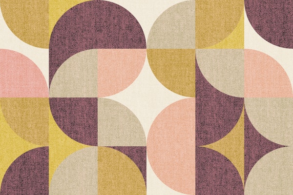Retro Geometric Pattern Rose Beige Pink