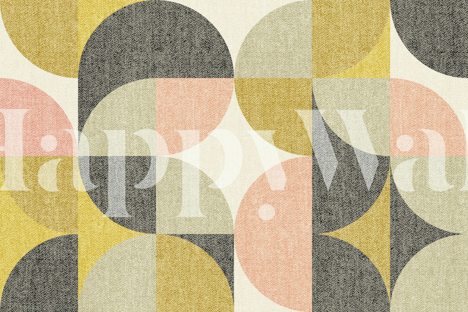 Papel pintado de patrón geométrico Retro Bauhaus en una habitación