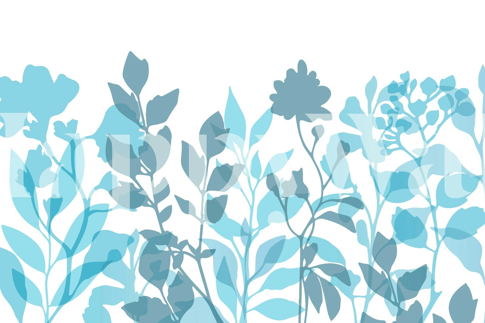 Layered leaves teal wallpaper in a room