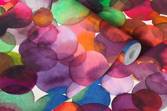 Overlapped Watercolor Dotswallpaper roll