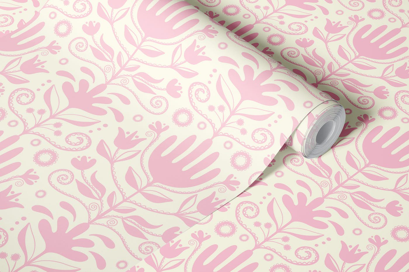 Nordic florals light pink wallpaper roll