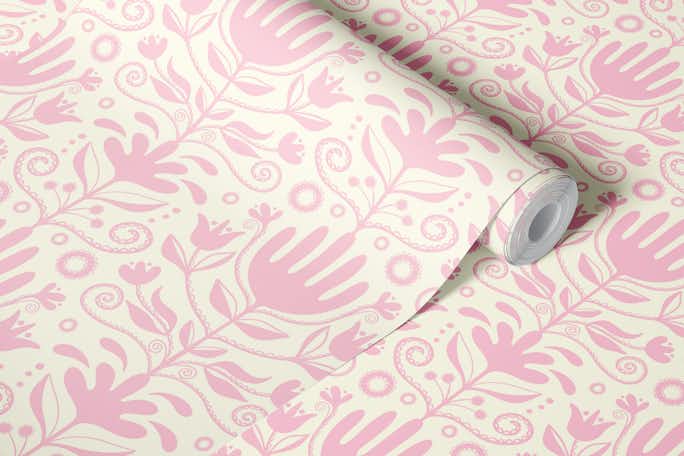 Nordic florals light pinkwallpaper roll