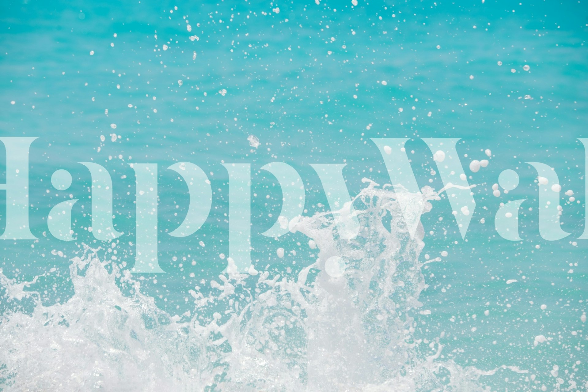 Blue ocean waves and splashes in a watercolor style wallpaper