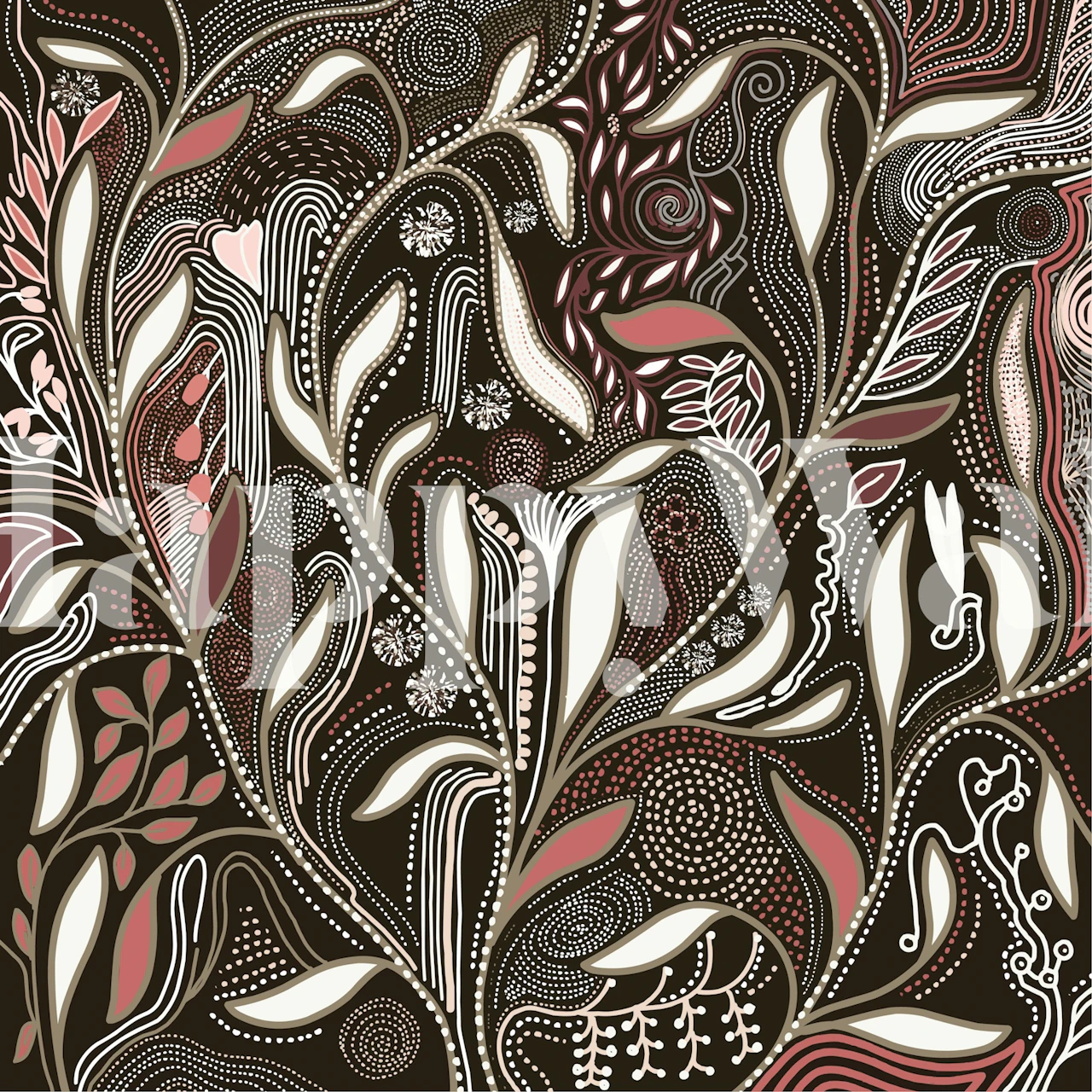 Abstract Mirage Lure wall mural with intricate designs in earth tones