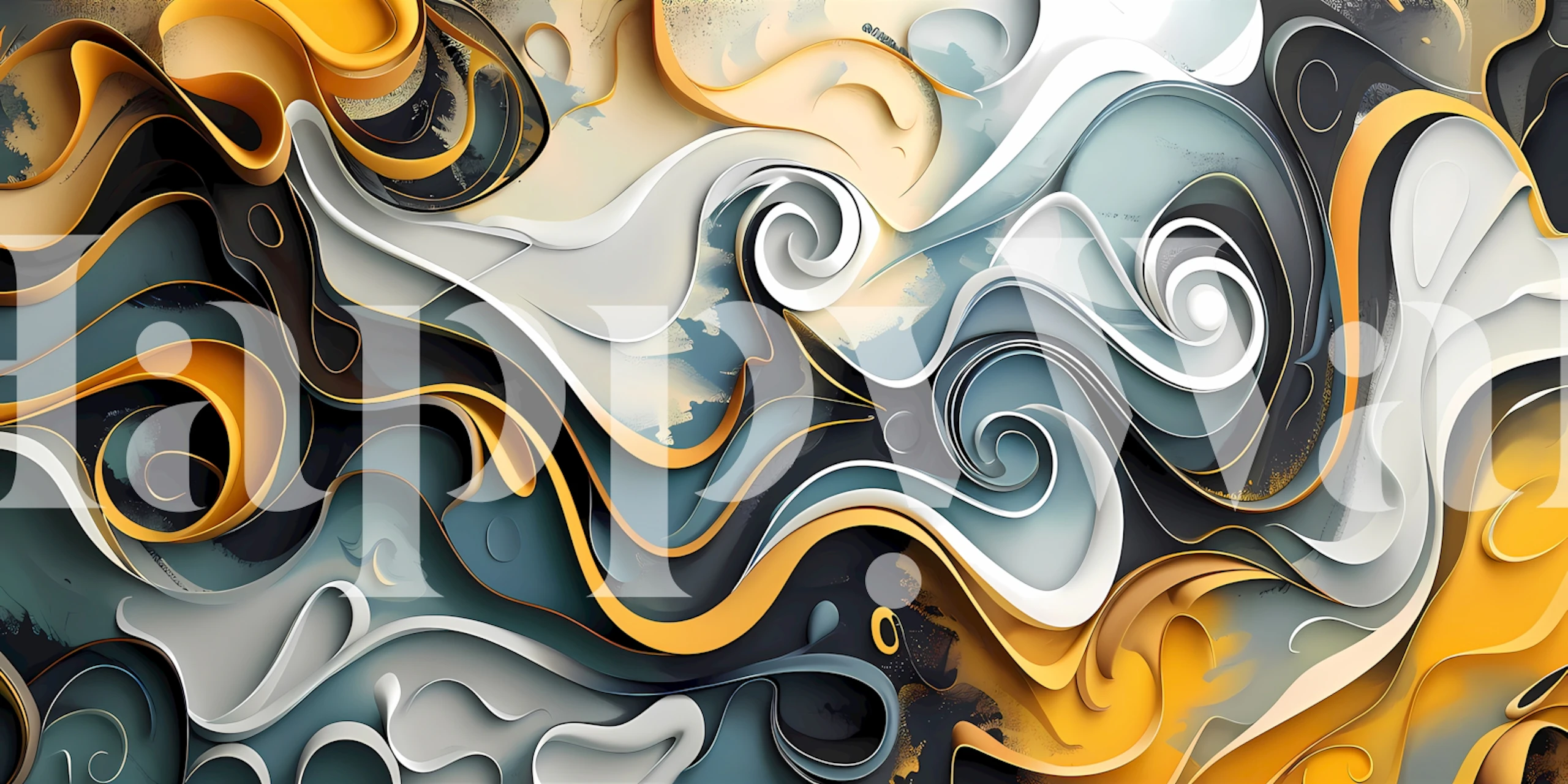 Sinuous Shapes 13 wallpaper in an interior setting