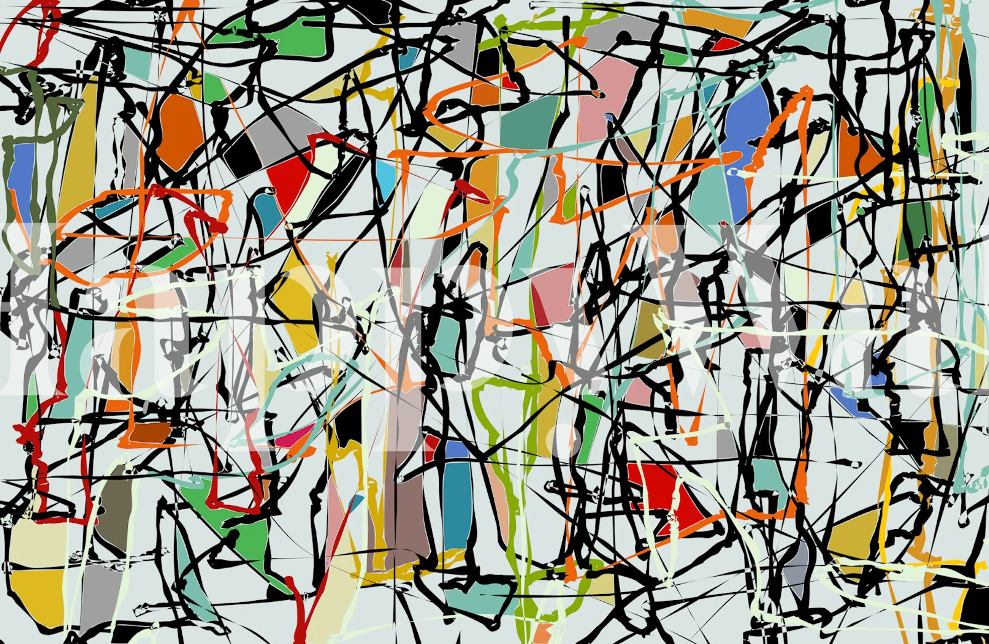 Šarena apstraktna tapeta u sobi