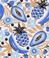 Tropical fruit - blue tapete