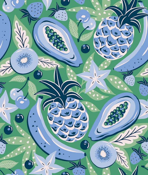 Tropical fruit - green and blue