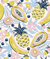 Tropical fruit - yellow and pink tapete