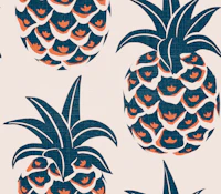 Tropical pineapples - dark blue and orange carta da parati