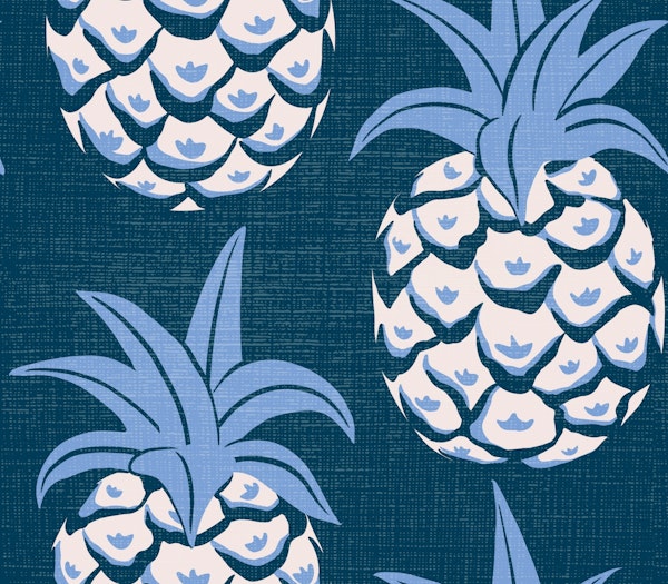 Tropical pineapples - blue