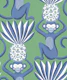 Monkeys and pineapples - blue and green