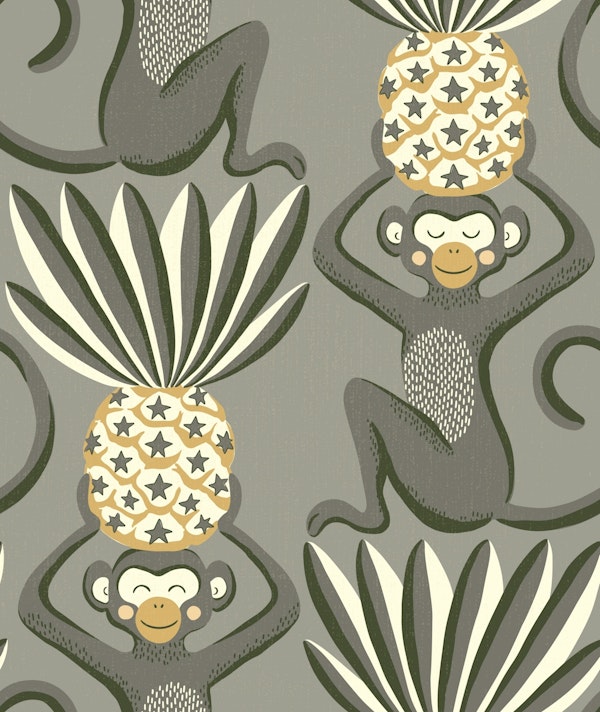 Monkeys and pineapples - brown and yellow