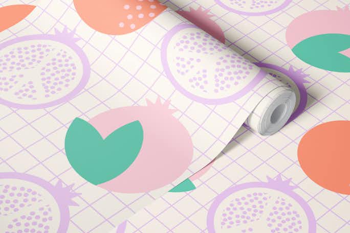 Pastels Peaceful Pomegranate Patternwallpaper roll