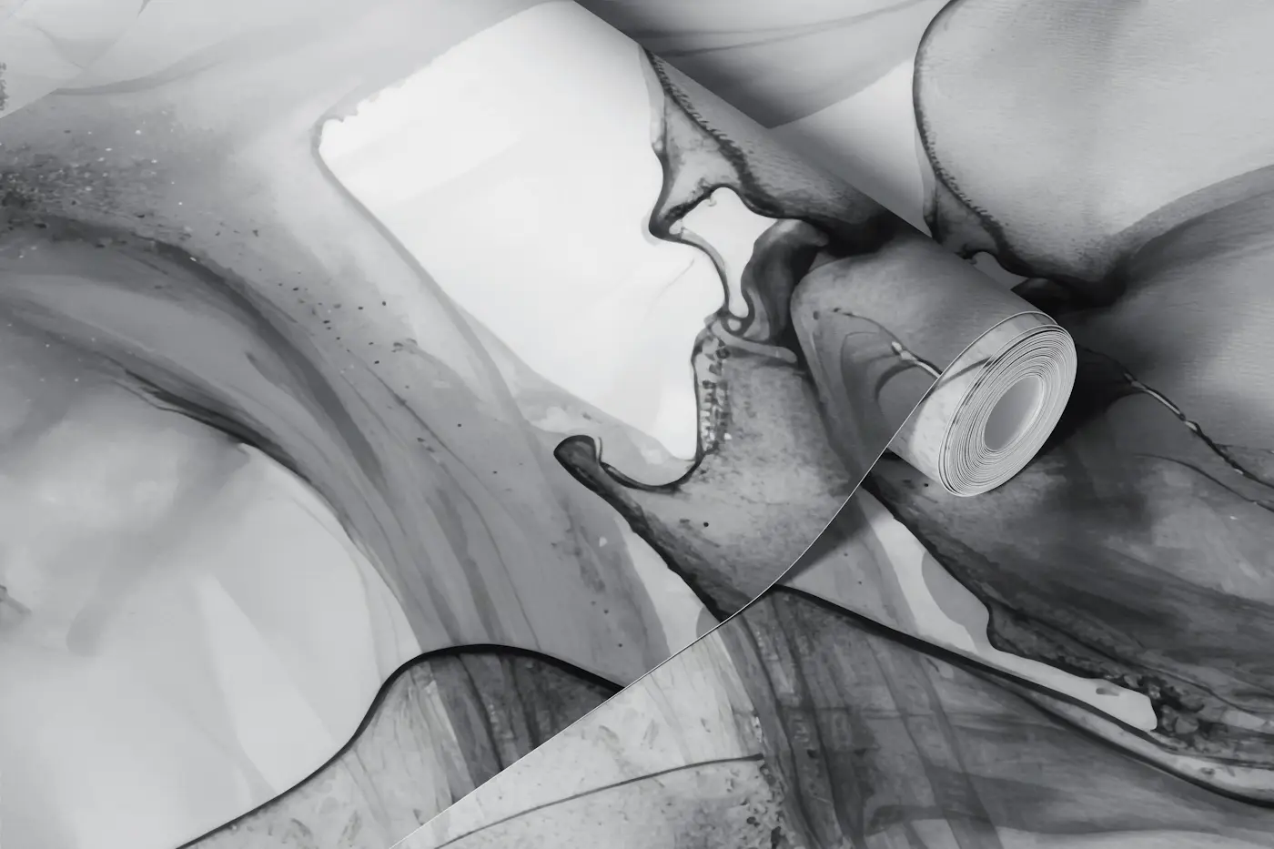 Slow Motion Floating Ink Grey wallpaper roll
