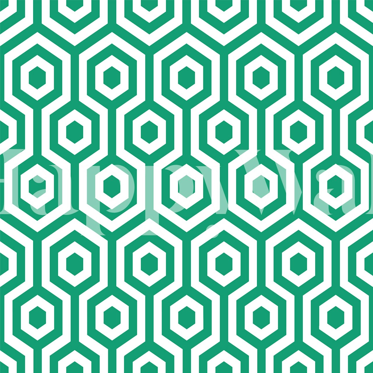 Papel tapiz Grass green hexagon pattern en una habitación