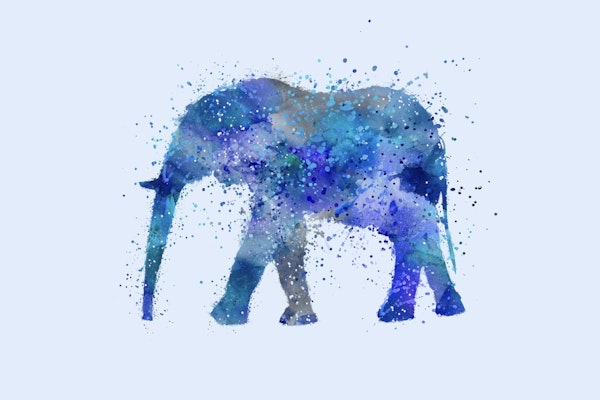 Blue Watercolor Elephant