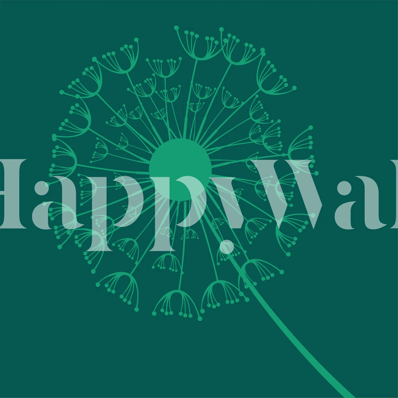 Dark green dandelion flower design with green details wallpaper