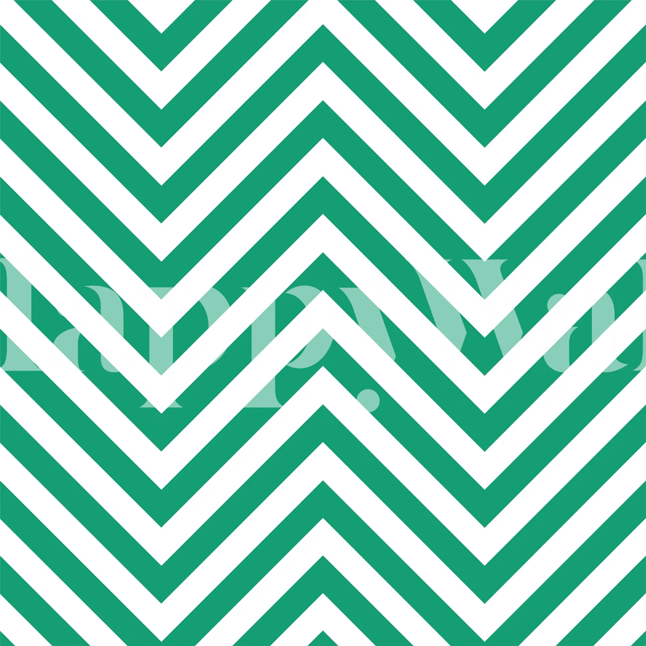 Jade green white chevron pattern wallpaper in room