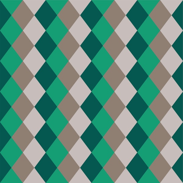 Diamonds green and beige pattern design