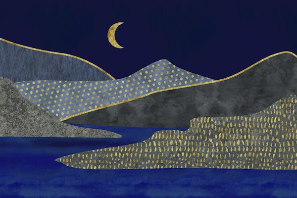 Midnight Lake Golden Moonshine Collage