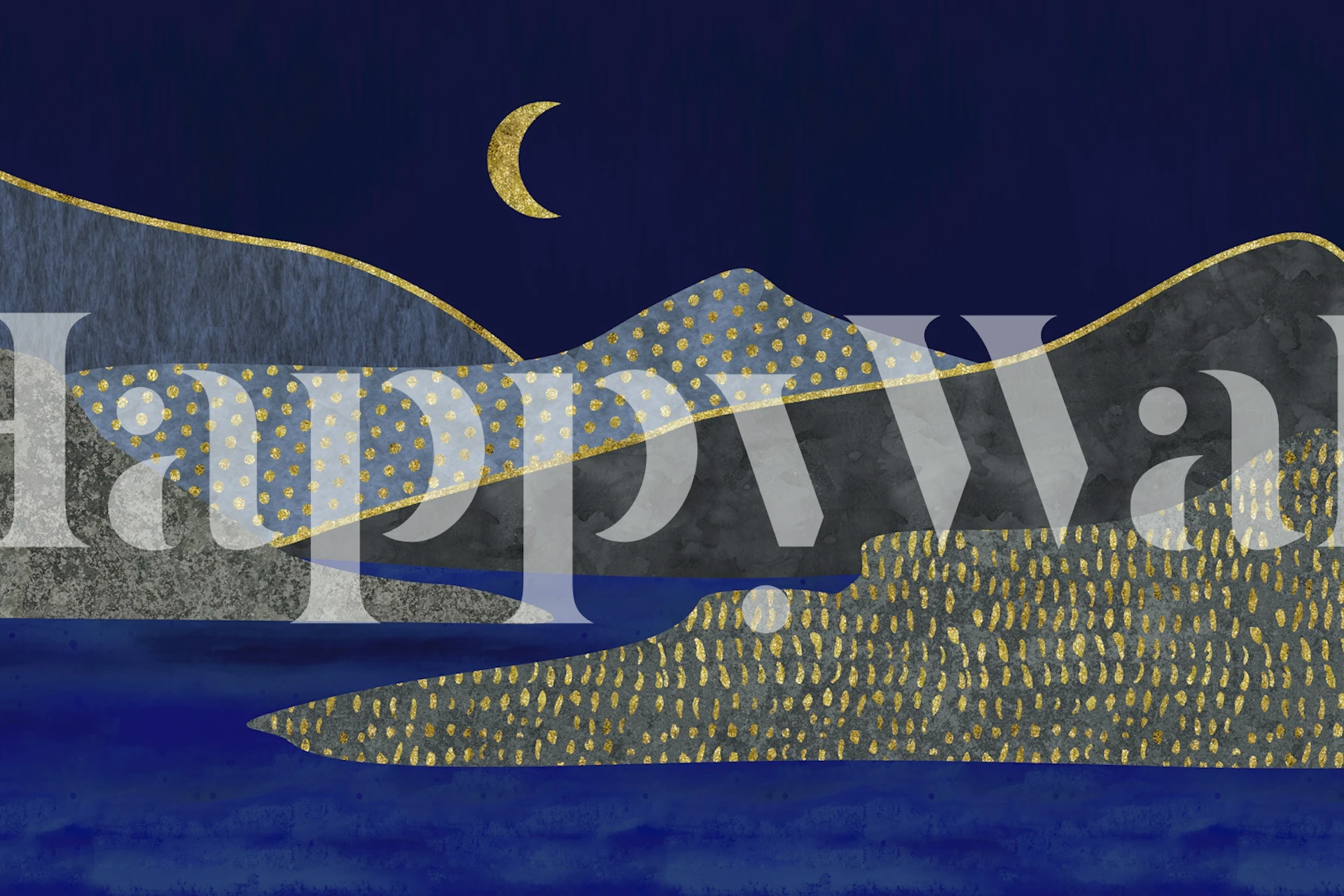 Tapeta Midnight Lake Golden Moonshine w pokoju