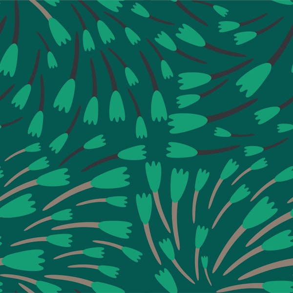 Jungle green jade tulips naive style