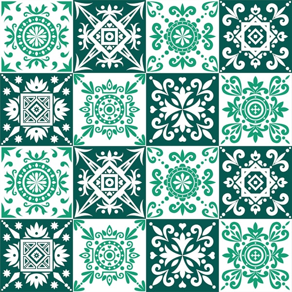 Spanish tile in jungle and emerald