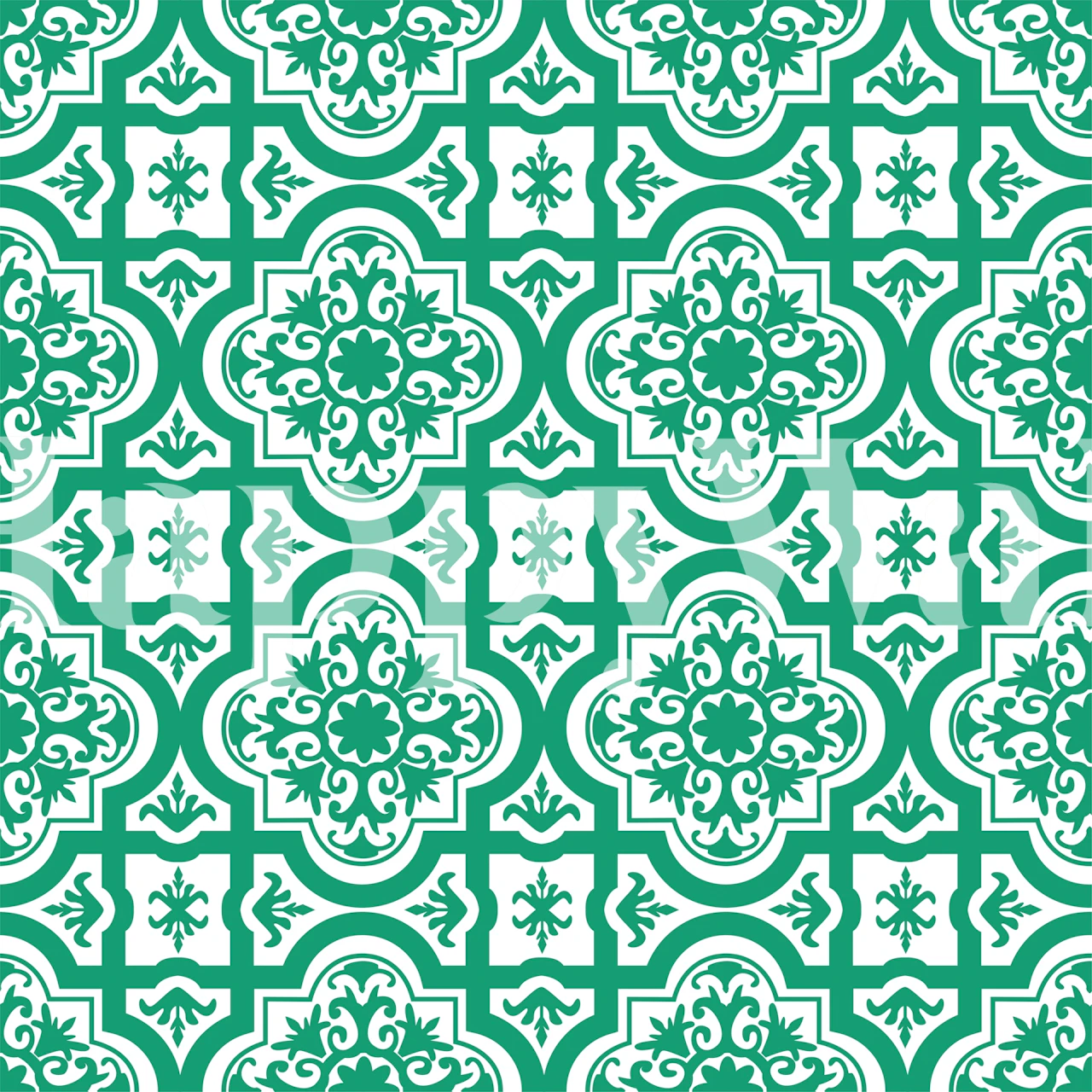 Jade green white Turkish tile pattern pozadina