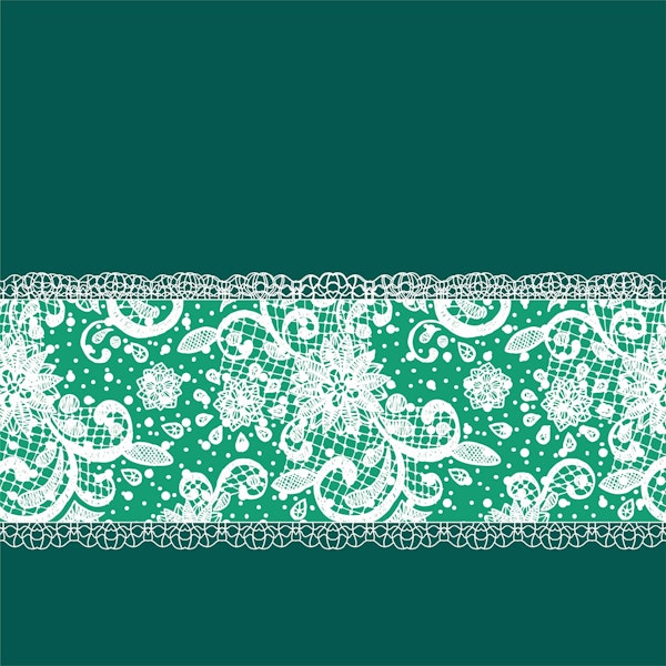 Forest green jade white lace