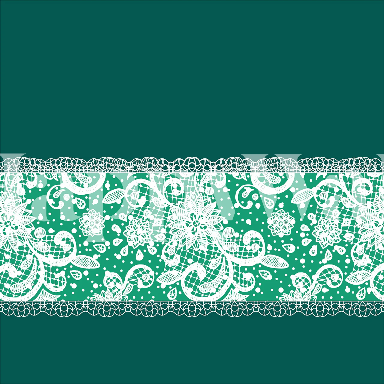 Metsänvihreä ja valkoinen pitsikuvioinen seinämaalaus