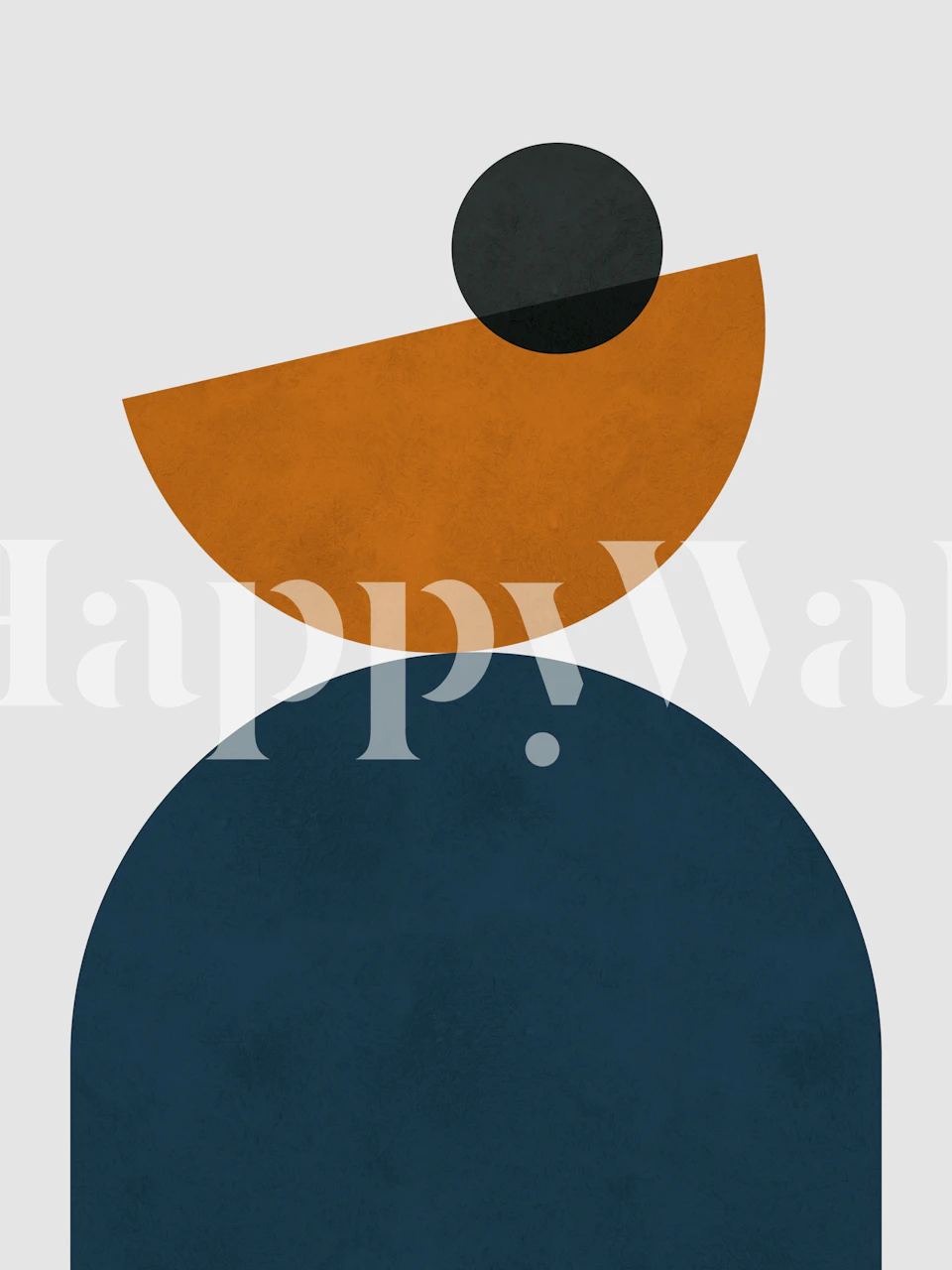 Geometric shapes in orange and blue on gray wallpaper