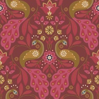 Majestic Peacocks, Red, Large ταπετσαρία