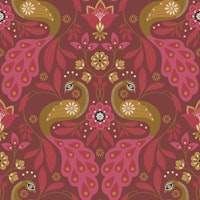 Majestic Peacocks, Red, Small ταπετσαρία