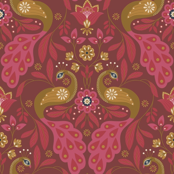 Majestic Peacocks, Red, Small