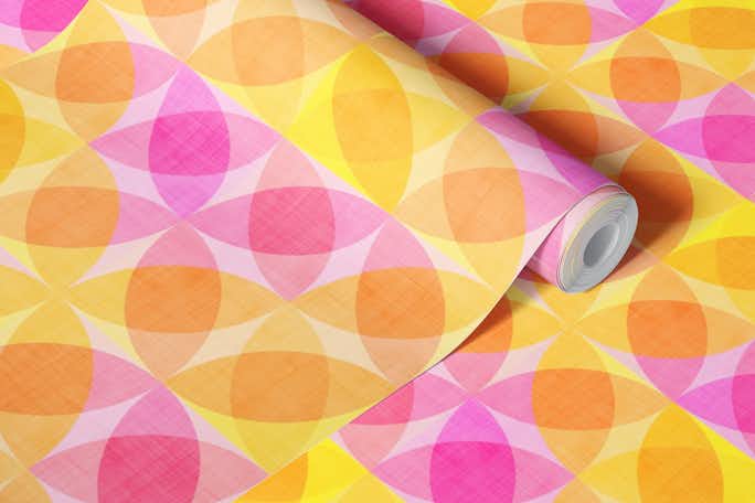 Party Geometric Shapes Pink Orange and Yellowwallpaper roll