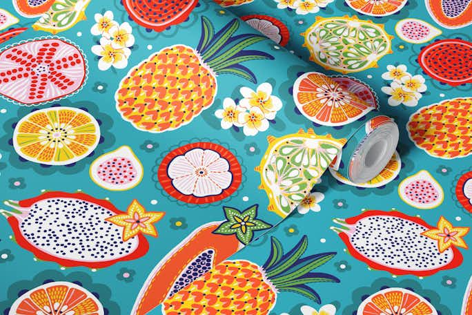 Tropical Fruits - Beach Bar / Mediumwallpaper roll