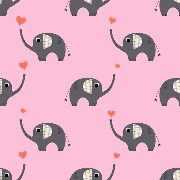 Elephant With Heart Jungle Pink
