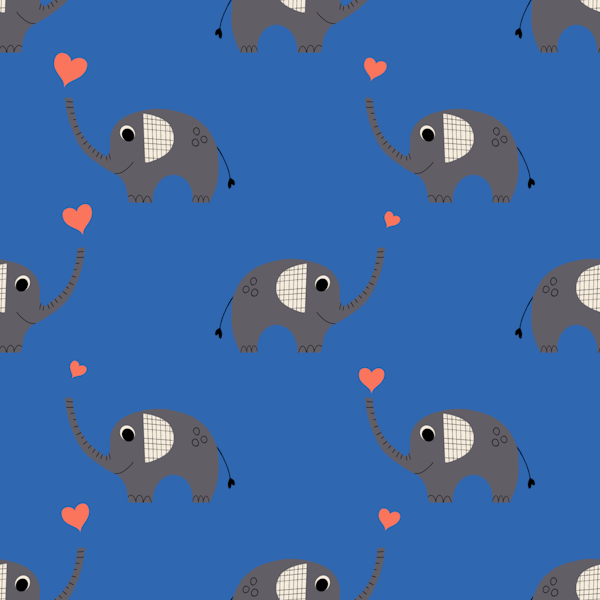 Elephant With Heart Jungle Blue
