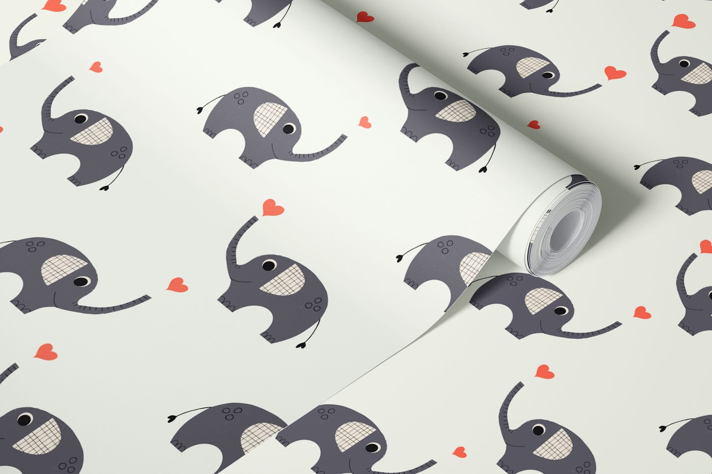 Elephant With Heart Jungle Beige wallpaper roll