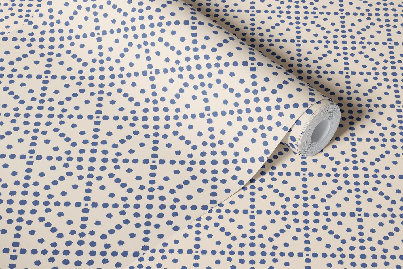 Dots Grid Ocean Nautical Coastal Ivory wallpaper roll