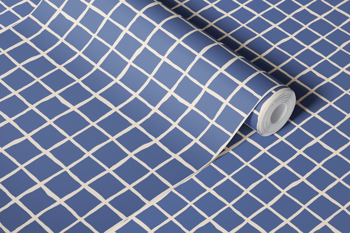 Checkers Grid Ocean Nautical Coastal Blue wallpaper roll