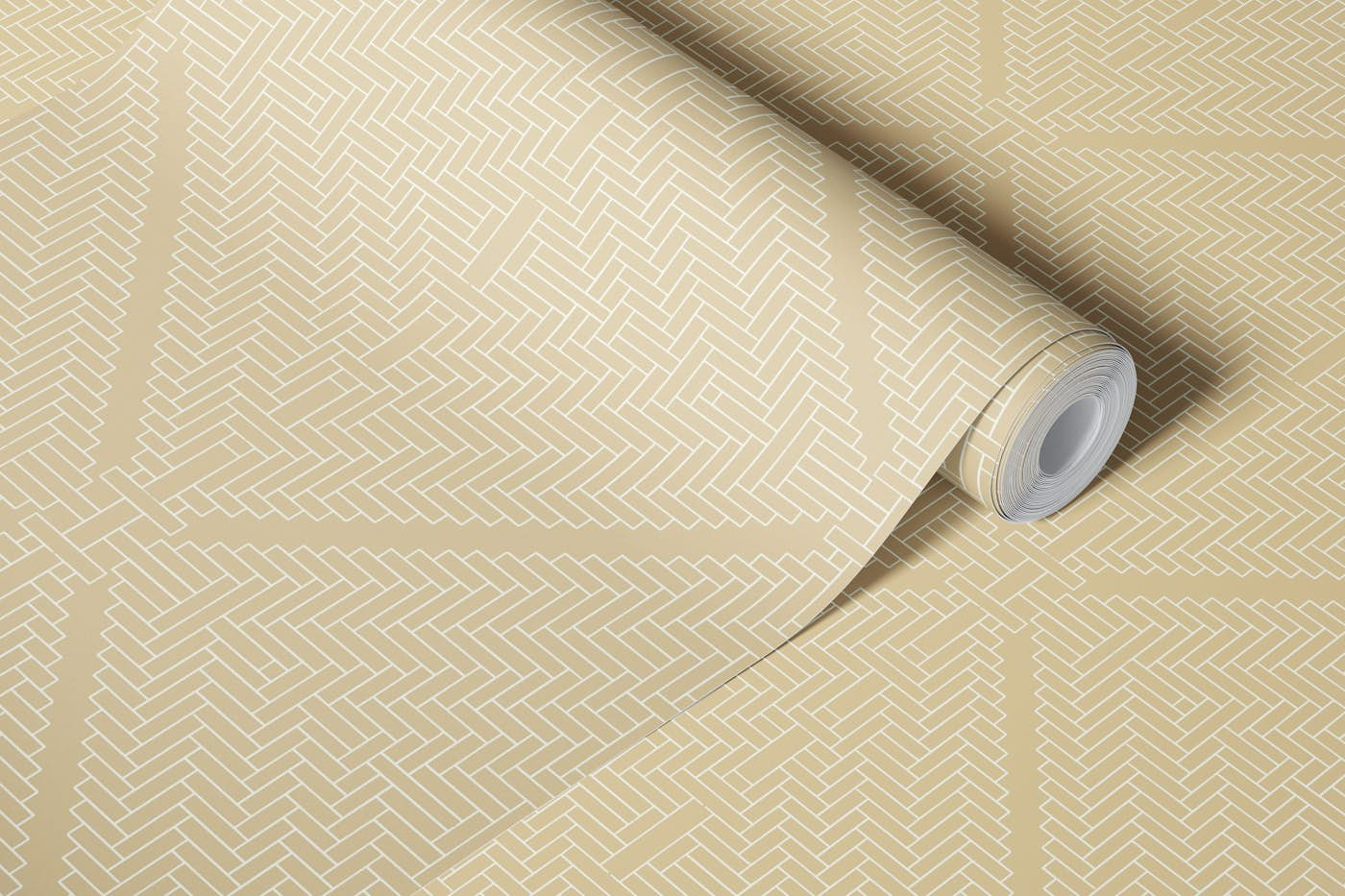 Rattan Tiles Beige wallpaper roll