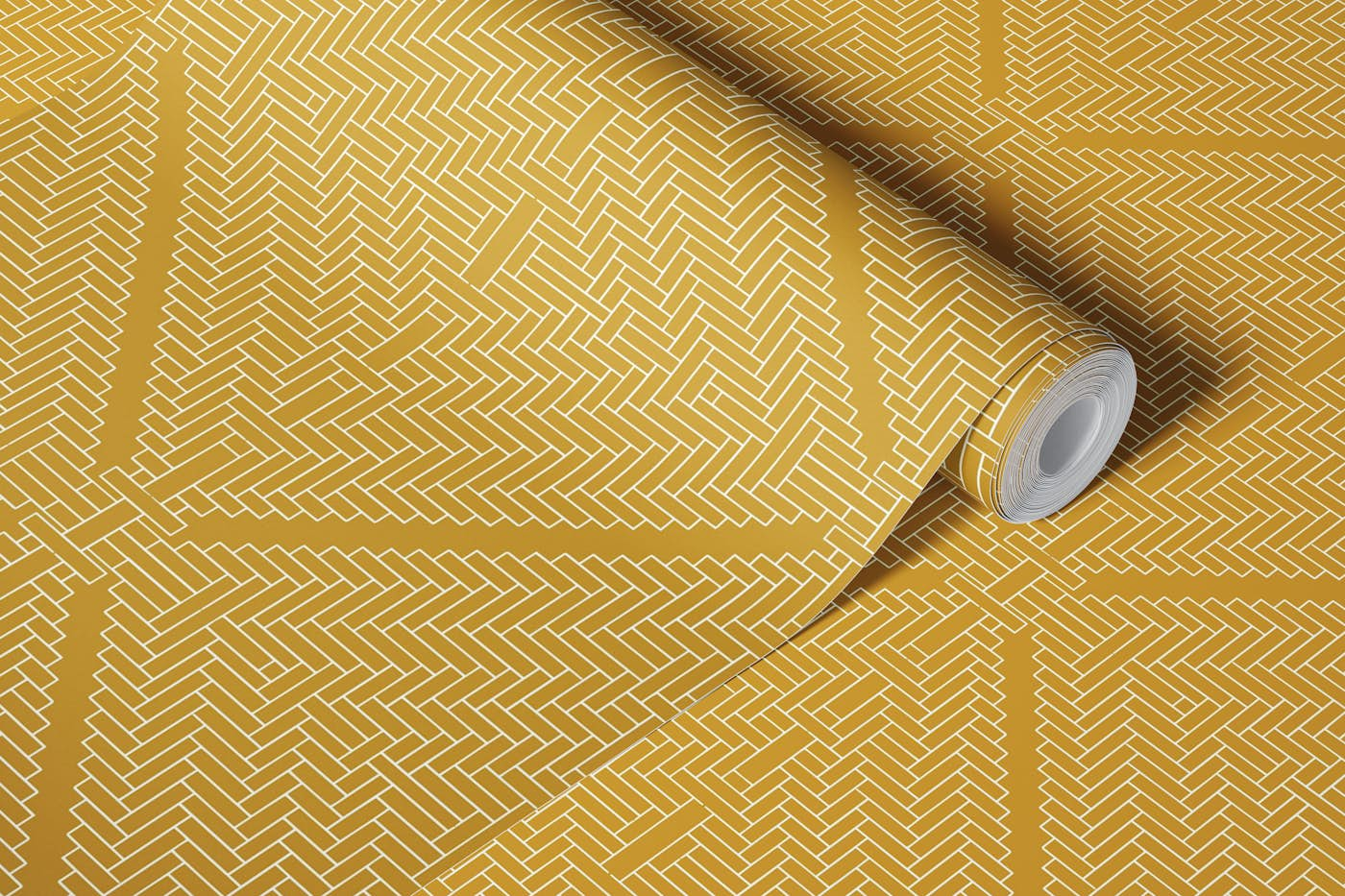 Rattan Tiles Gold wallpaper roll