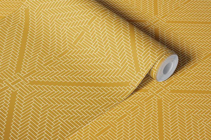 Rattan Tiles Goldwallpaper roll