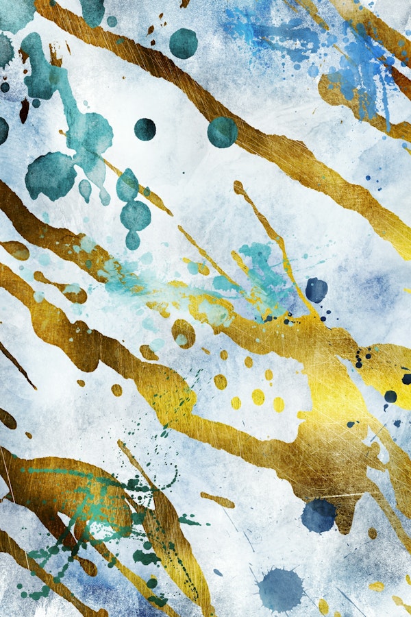 Blue Abstract Metallic Golden Shapes