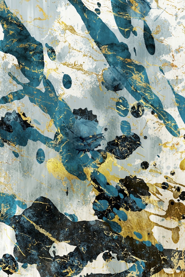 Blue Abstract Metallic Golden Shapes 2