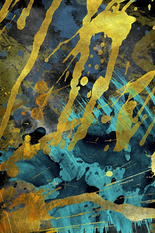 Blue Abstract Metallic Golden Shapes 3