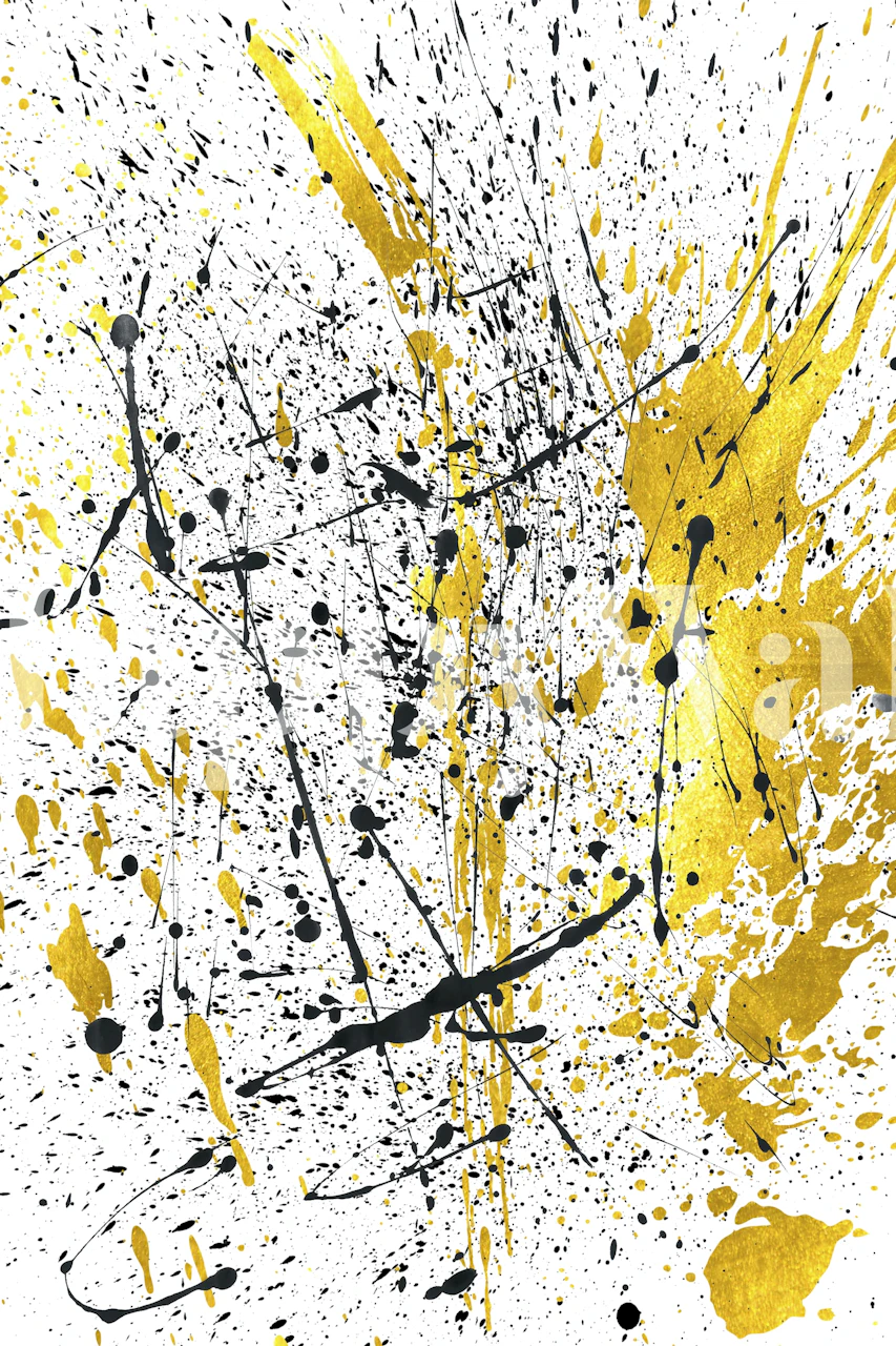 Black and gold abstract strokes on white background wallpaper